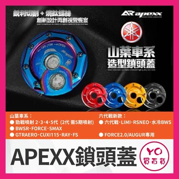 YO買百貨 APEXX YAMAHA 鎖頭蓋 勁戰六代 FORCE 2.0 BWS 水冷 LIMI125 RS NEO