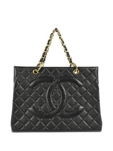 CHANEL Pre-Owned - 1997 CC diamond-quilted tote bag - women - Caviar Leather - One Size - Black