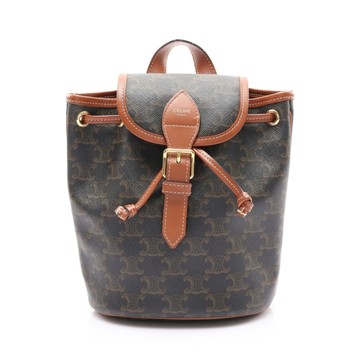 CELINE 賽琳 棕色 Triomphe 帆布 Folco Mini 後背包 【二手名牌BRAND OFF】