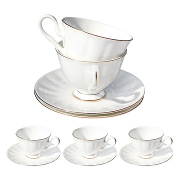 Blanc Gold 骨瓷咖啡杯5人份10件組  1組  白色