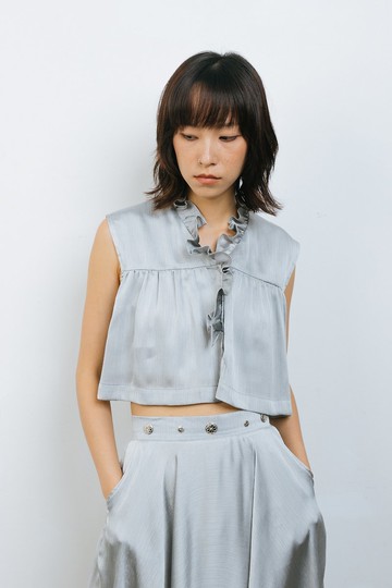 絲質荷葉邊上衣 Silver Silk Ruffles Top