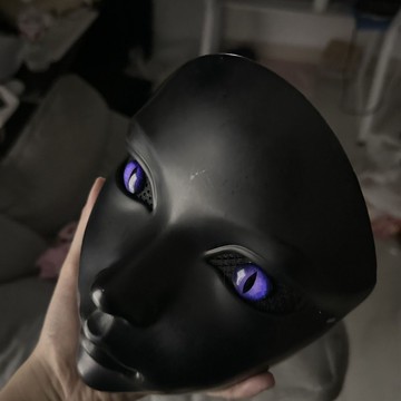 作物全臉面具神秘黑色網紅化妝派對cos成人道具科技感手作面具