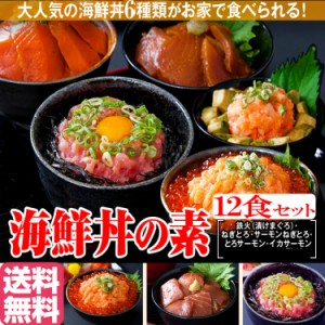 プレミアム認定のお店！海鮮丼１２食セット（マグロ漬け・ネギトロ サーモンネギトロなど） 送料無料 冷凍A