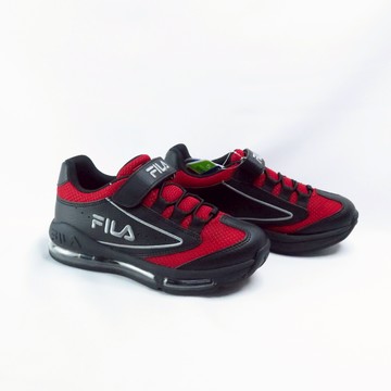 FILA 氣墊籃球運動鞋 中大童鞋 台灣製 足部防護 穩定支撐 魔鬼氈 3B802X024 黑紅【iSport愛運動】