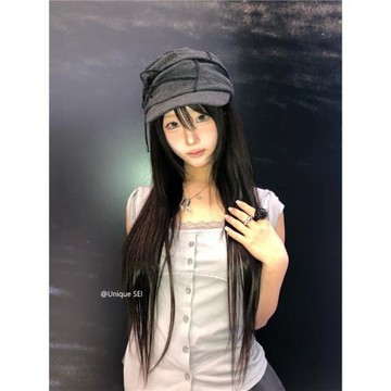 Unique SEI 韓系簡約夏季辣妹甜酷風蕾絲花邊方領修身短袖T恤上衣