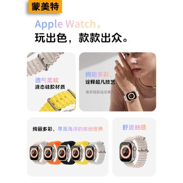 適用applewatch s11蘋果手表表帶s9海洋硅膠iwatch10彈簧扣s8游泳運動ultra3透氣潛水s6回環式se高級感s7腕帶