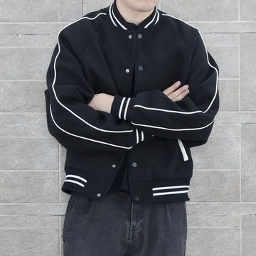 外套男棒球服圆领冬季大码潮牌港风ins学生宽松百搭加绒夹克衫潮上班夾克 棒球服外套 男生夾克 翻領夾克