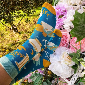 【時尚穿搭】想望咖啡Cophi 咖啡圖案藝術有機棉襪/漫步在雲端