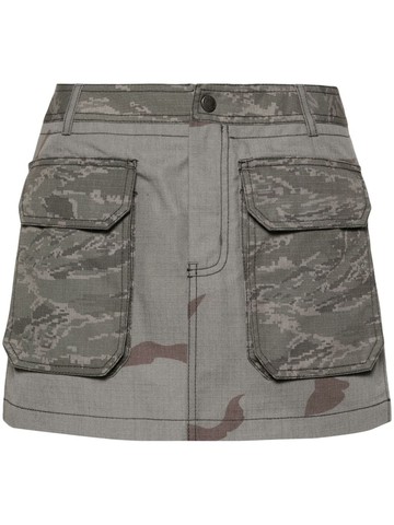 Marine Serre - Regenerated camouflage miniskirt - women - Cotton/Viscose/Polyester - 38 - Grey