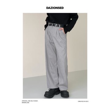 DAZO 秋季毛呢西裝褲男寬松直筒休閑褲輕熟加厚款韓版潮流褲子