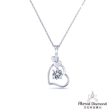 Alesai 艾尼希亞鑽石 1克拉 愛心鑽石項鍊 D/VVS1 培育鑽石 3EX 車工
