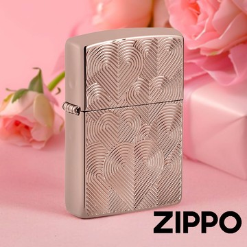 ZIPPO 心海紋理防風打火機 48919 高拋光玫瑰金打火機 心形的海洋設計 採用令人愉悅的紋理 散發愛意 終身保固