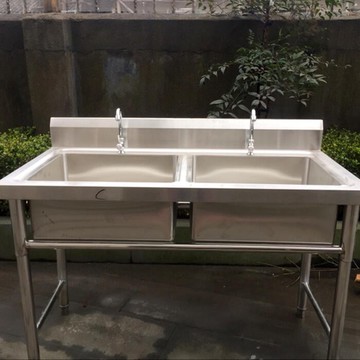 【新店鉅惠】廚房雙水槽一體柜不銹鋼簡易水斗雙盆落地雙池洗菜盆整體廚房單位