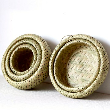 水果竹編籃頭層竹青籃雙層竹筐家用瀝水廚房收納洗菜籃編織圓簸箕