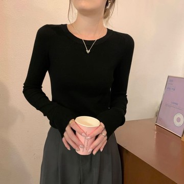 【限時79折】日用晨色圓領針織上衣-91244