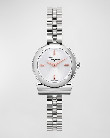 22.5mm Gancino Watch with Bracelet Strap, Silver
