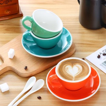 陶瓷色釉簡約創意咖啡杯 卡布奇諾標準比賽拉花單品咖啡杯碟150ml