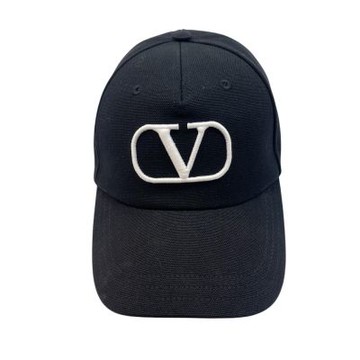 VALENTINO 范倫鐵諾經典款白色刺繡LOGO棒球帽(經典黑)