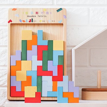 【俄羅斯方塊(大)】益智玩具 木製桌遊 | Wooderful life