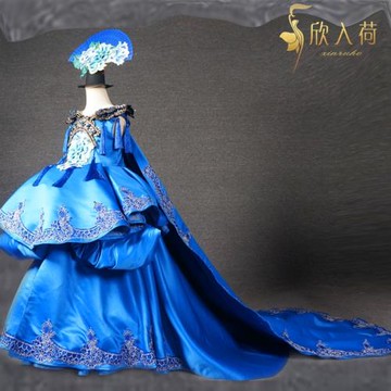 欣入荷主持人禮服女童新款端莊大氣優雅長款T臺走秀車模演出服