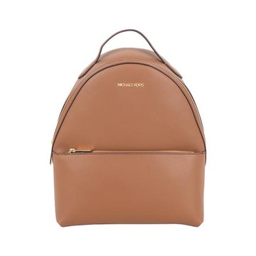 MICHAEL KORS Sheila 防刮皮革拉鍊口袋中型後背包(焦糖色)