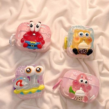 立體網紅海綿寶寶適用蘋果airpodspro2代保護套耳機保護殼airpods3無線藍牙耳機套airpod1/2代可愛硅膠耳機殼