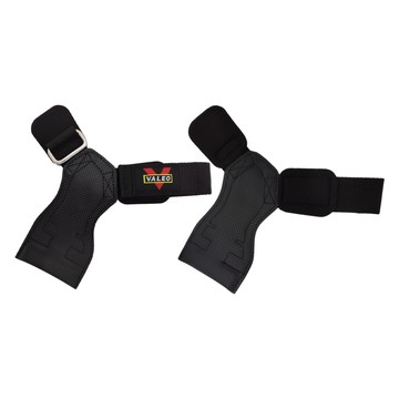 VALEO健身拉力帶護掌 PU款 含收納包 超長魔鬼氈 男女皆可用  15.5 x 20cm  黑色  1雙