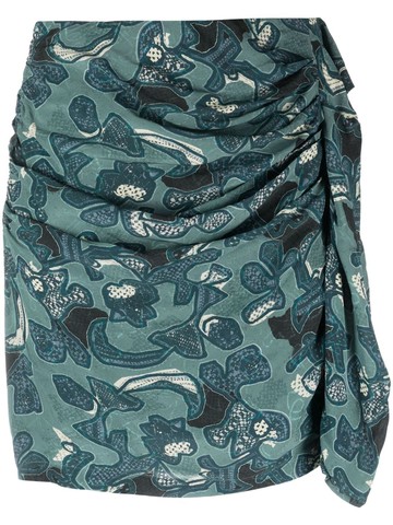 IRO - graphic-print ruched miniskirt - women - Polyester/Viscose - 34 - Blue