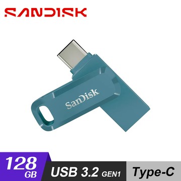 【SanDisk】Ultra Go Type-C 128GB 雙用隨身碟 海灣藍