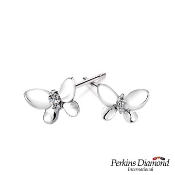 鑽石耳環 PERKINS 伯金仕14K白金 蝴蝶系列耳環