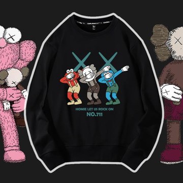 港風潮牌ins芝麻街圓領衛衣男秋季薄款長袖打底衫學生寬松薄外套