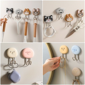 表情萌寵掛勾 貓咪掛勾 表情掛勾 鑰匙掛勾 無痕掛勾 萬用勾 門後掛勾 造型掛勾 廚房掛勾 置物架