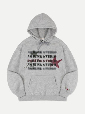 Oversized Star Pixel-Effect Hoodie [Melange] (AHP1121)