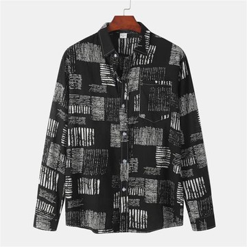 Men's Autumn Plaid Long Sleeve Shirt Casual Shirt男長袖襯衫