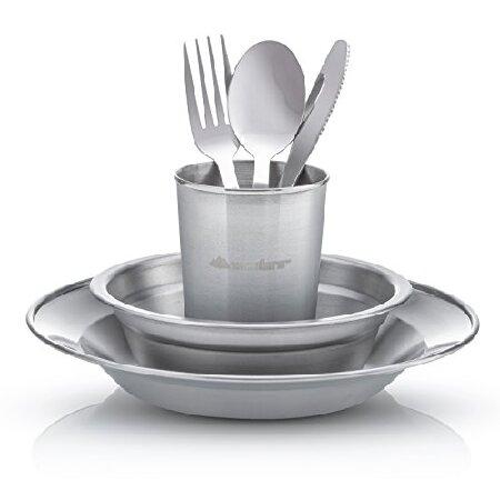 Wealers Unique Complete Messware Kit Polished Stainless Steel Dishes Set| Tableware| Dinnerware| Camping| Buffet| Includes Cups Plates| Bo並行輸入