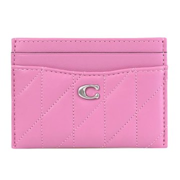 COACH CM434 簡約LOGO絎縫隨身名片卡夾.淺紫紅