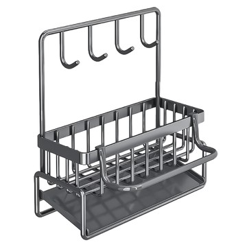 水槽瀝水架 金屬加高款 24.4 x 23 x 9.4cm 白色 附免釘貼  1個