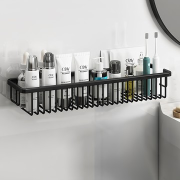 超級工廠 多功能置物架 50cm 黑色 免釘安裝 浴室廚房收納  1個