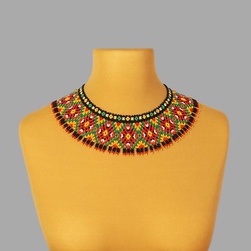 烏克蘭風格串珠項鍊，送給妹妹的彩色串珠項鍊禮物