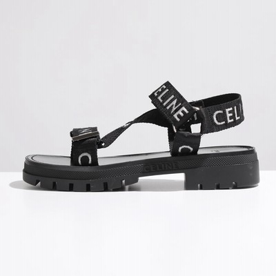 目立つロゴ◆CELINE LEO ロゴストラップ サンダル KHAKI/BLACK セリーヌ CELINE CELINE サンダル LEO STRAPPY 346742208C