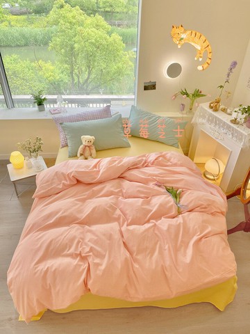 ins小清新風床單四件套純棉全棉100簡約純色床上三件套被套春夏款