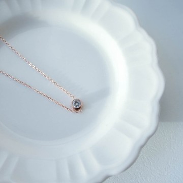 飾品現貨 不銹鋼 抗敏感 不怕水玫瑰金單鑽手鍊🌙Moon_3528