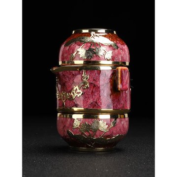 建盞單人鑲金便攜旅行簡約日式快客杯一壺二杯杯陶瓷功夫茶具套裝