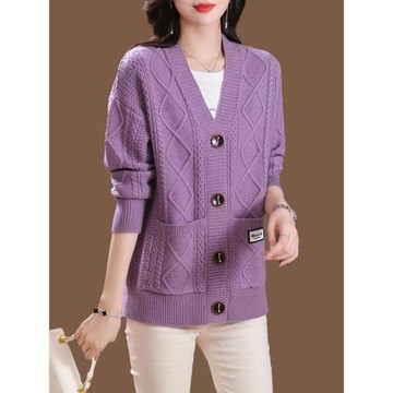 開衫毛衣女2025新款爆款外搭秋冬裝大碼羊毛衫媽媽羊絨針織外套厚