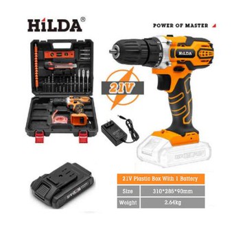 【HILDA】希爾達電動工具 21V 單電 震動電鑽起子+20件工具組