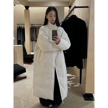 白色長款羽絨服女冬季2025新款超好看的極簡立領白鴨絨外套小個子