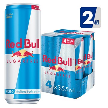 Red Bull 紅牛無糖能量飲料 355ml (4罐/組)x2組 共8入_官方直營店