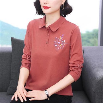 【巴黎精品】現貨+預購 高級長袖POLO衫寬鬆上衣針織衫簡約大碼休閒大尺碼女裝百搭媽媽裝-花卉款2色a1lq35