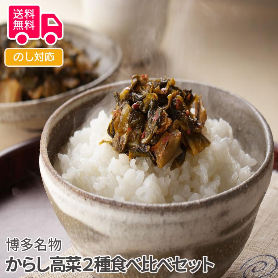 博多名物 からし高菜2種食べ比べセット プレゼント ギフト 内祝 御祝 贈答用 送料無料 お歳暮 御歳暮 お中元 御中元