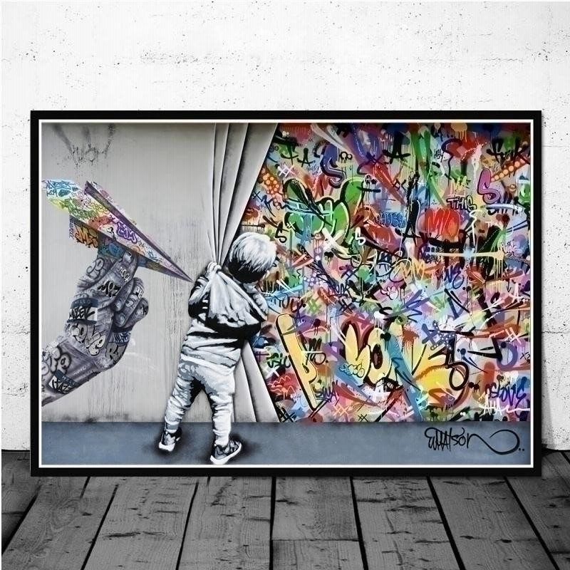 ポスター キャンバス プリント バンクシー banksy ステンド グラス インテリア アート モダン カラフル 70×100cm 通販  LINEポイント最大0.5%GET LINEショッピング